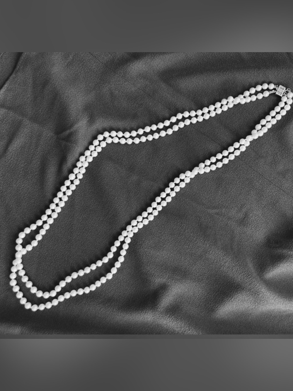 Vintage Double Strand Tied Faux Pearls Creamy Champagne Luster EUC